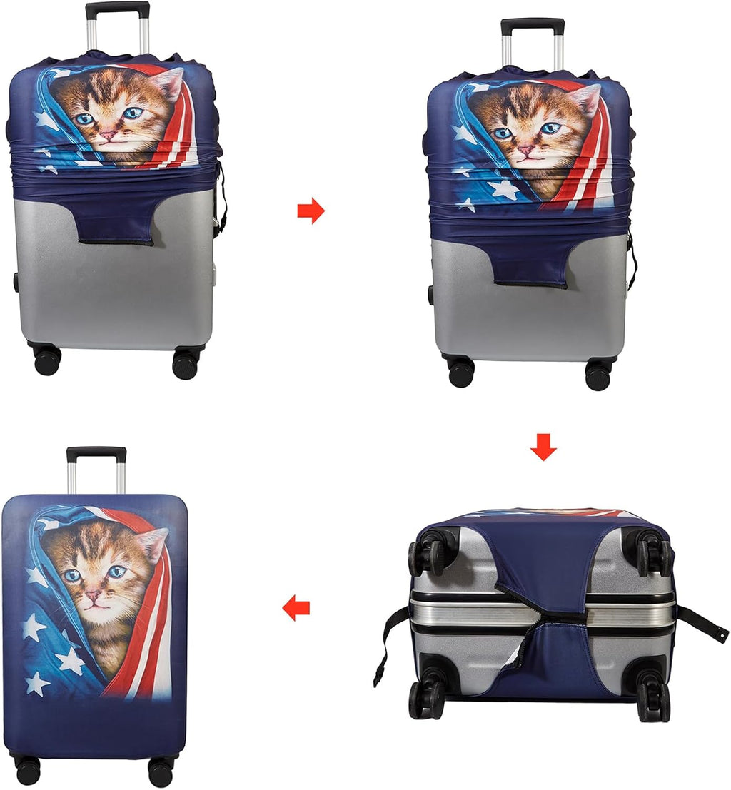 WUJIAONIAO Travel Luggage Cover Spandex Suitcase Protector Washable Baggage Covers (XL (for 29-32 inch luggage), Cat A)
