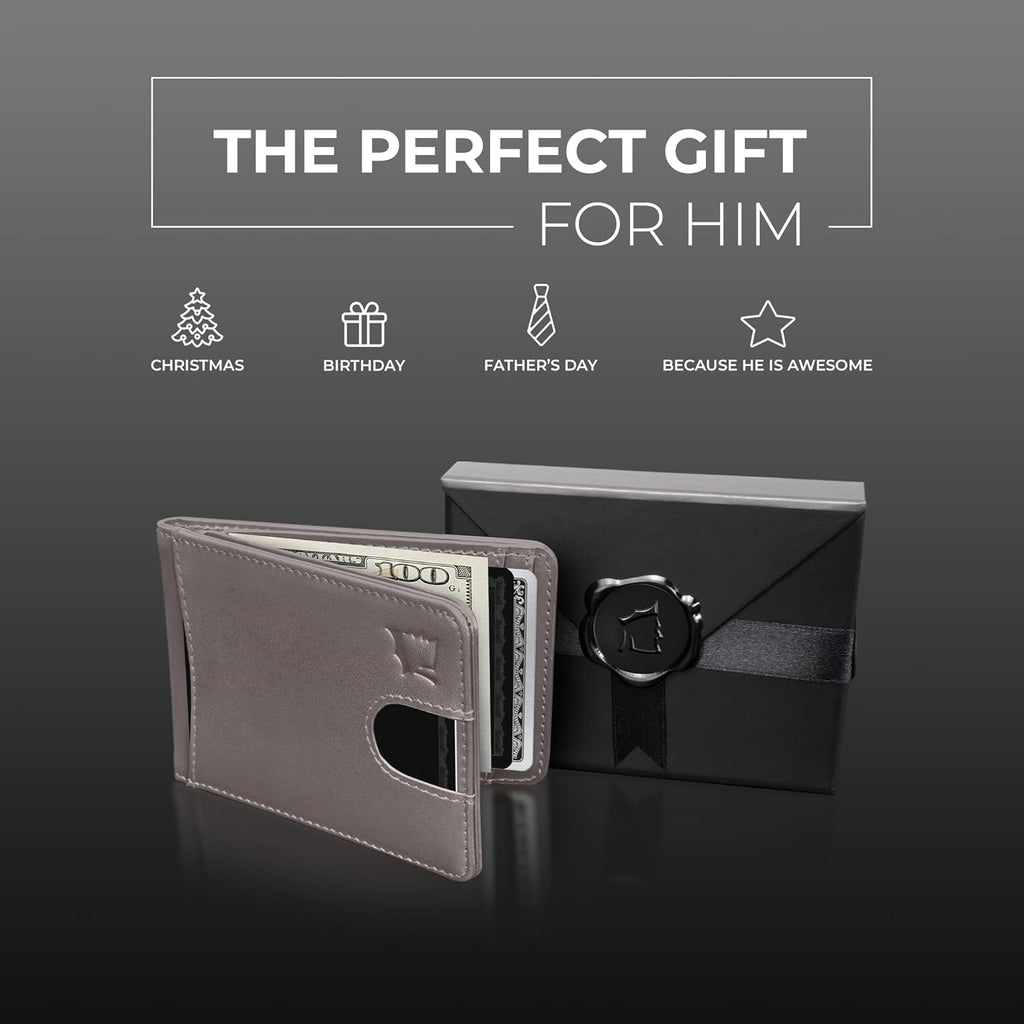 Kingly Cash Pocket Slim Wallet for Men - RFID Blocking Leather Card Holder - Minimalist Men’s Wallet for Front Pockets - Holds 1-15 Cards & Cash - Durable Italian Leather Wallets