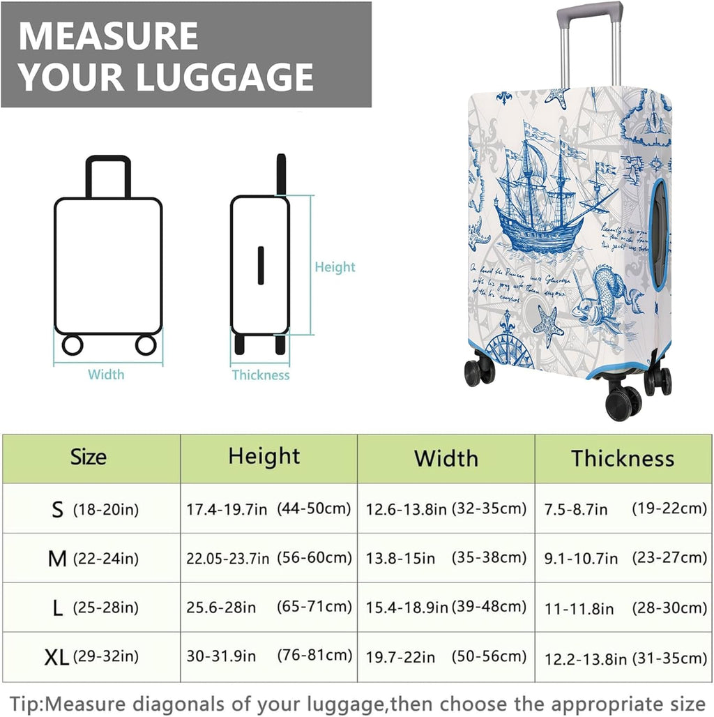 Travel Luggage Cover Suitcase Protector Fits 18-32 Inch Wheel Covers PatternedTravel Related Items Flower Luggage Protector Elastic M