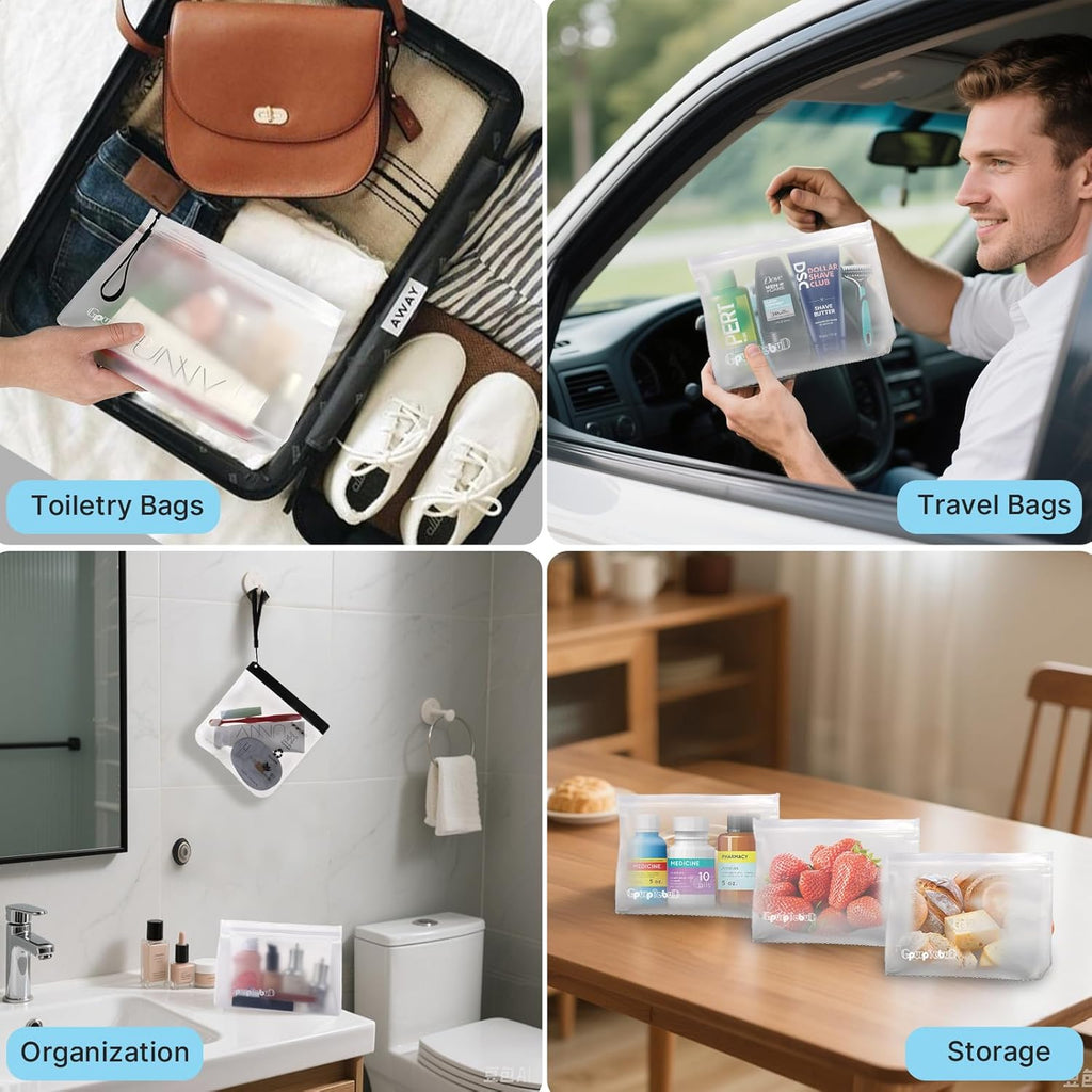 TSA Approved Toiletry Bags 6 Pack - Quart Size Clear Leakproof Travel Zipper Bag For Liquids Toiletries Traveling Trips Vacations Packing Storage For Women & Men