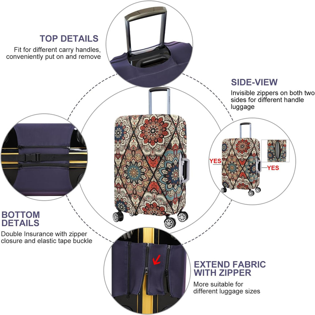 7-Mi Travel Trolley Case Cover Protector Suitcase Cover 22"-24" Trolley case Luggage Storage Covers for Men Women, Retro