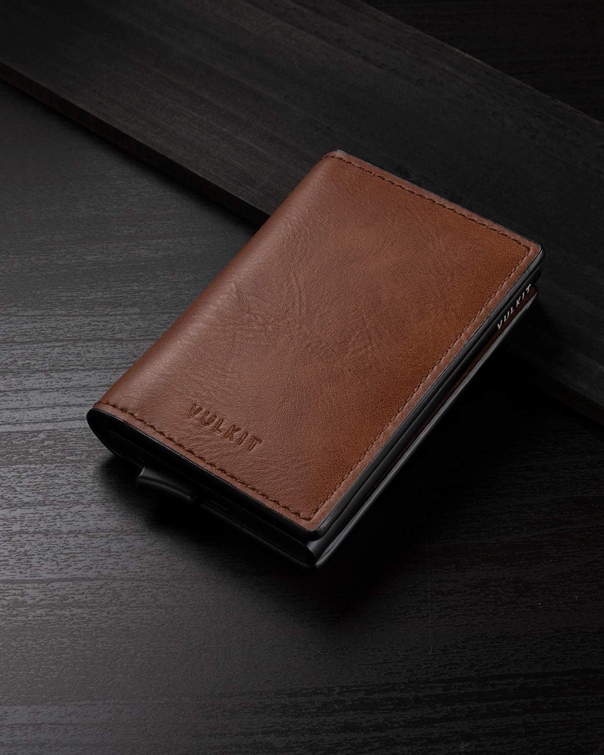 VULKIT Card Holder Pop Up Slim Wallet Leather RFID Blocking Card Case Up to 8 Credit Cards