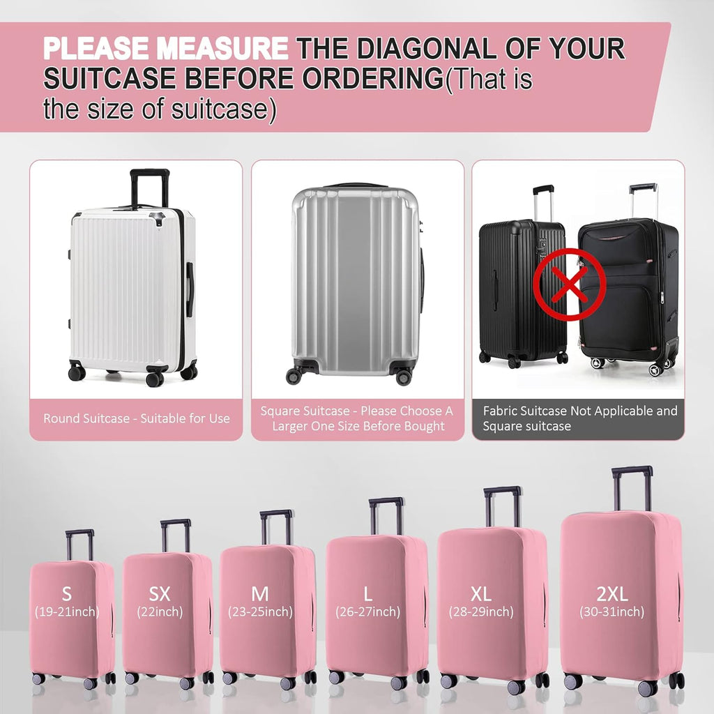 Travel Luggage Cover Suitcase Protector Scratch-Resistant Fit 19-31 Inch Suitcase, Not Included Suitcase (Pink, SX(22-23 inch))