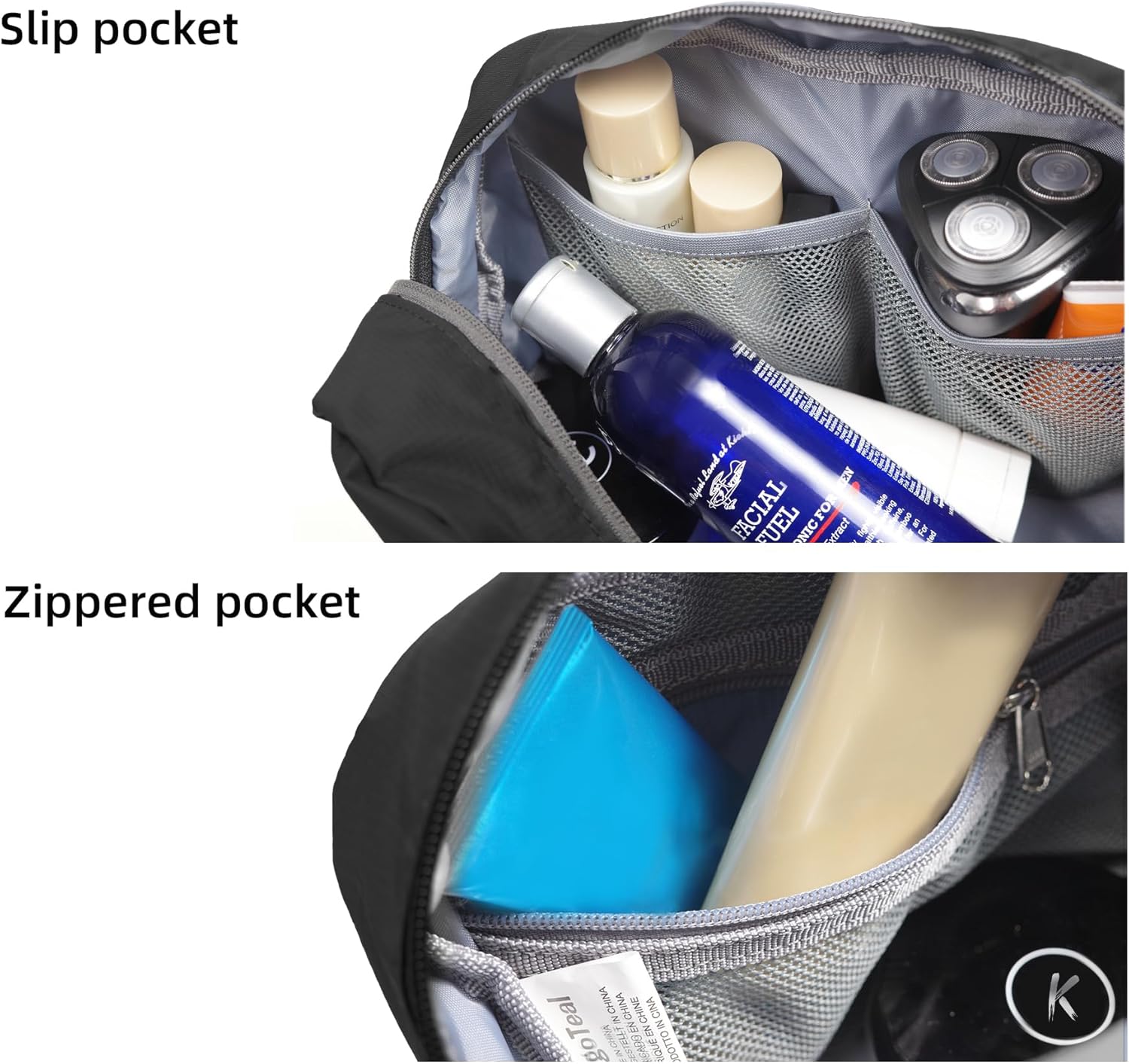 Travel Toiletry Bag 8L, Large Packing Cube with Waterproof TPU Wet/Dry Compartment (01 Black Stealth)