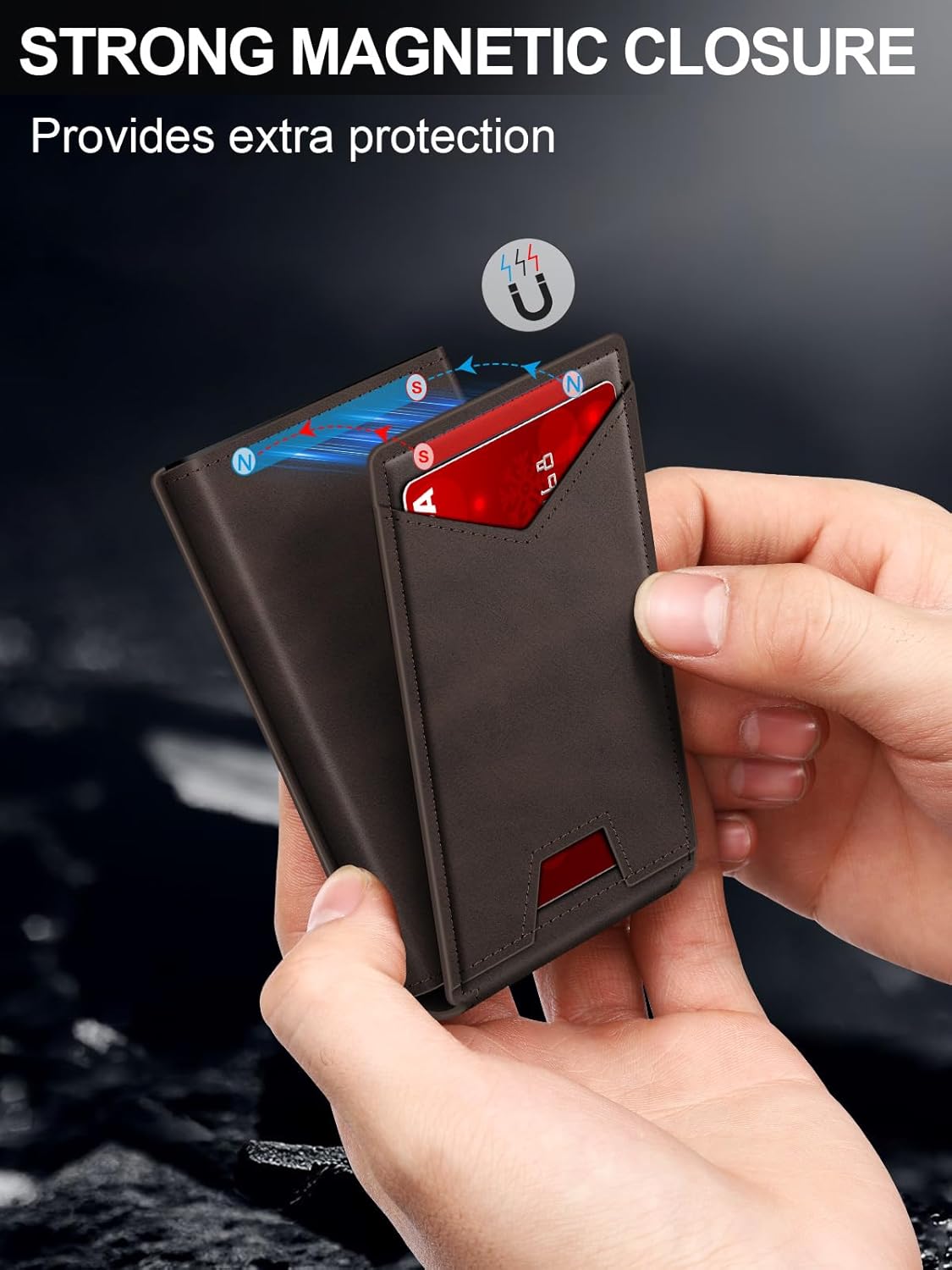 Wallet for Men RFID Wallet with Money Clip, Slim Pop Up Card Holder for 10-12 Cards, Minimalist Smart Credit Card Case with ID Window, Bifold Metal Wallet for Front Pocket, Gifts for Men