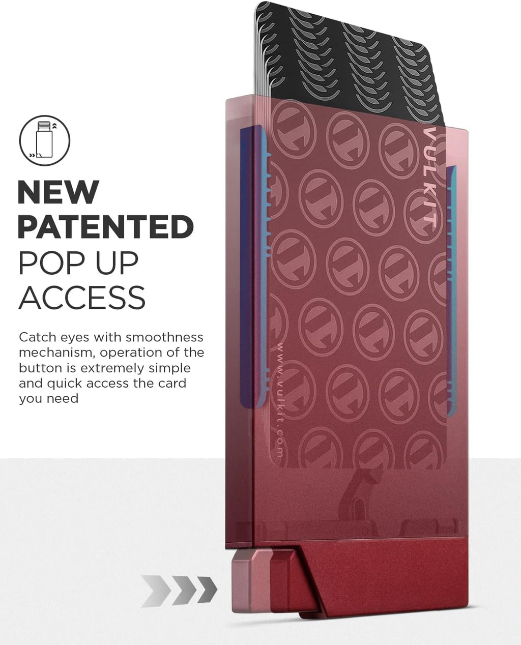 VULKIT Pop up Card Holder Minimalist Credit Card Holder RFID Blocking Slim Metal Card Case for Men or Women(Wine)