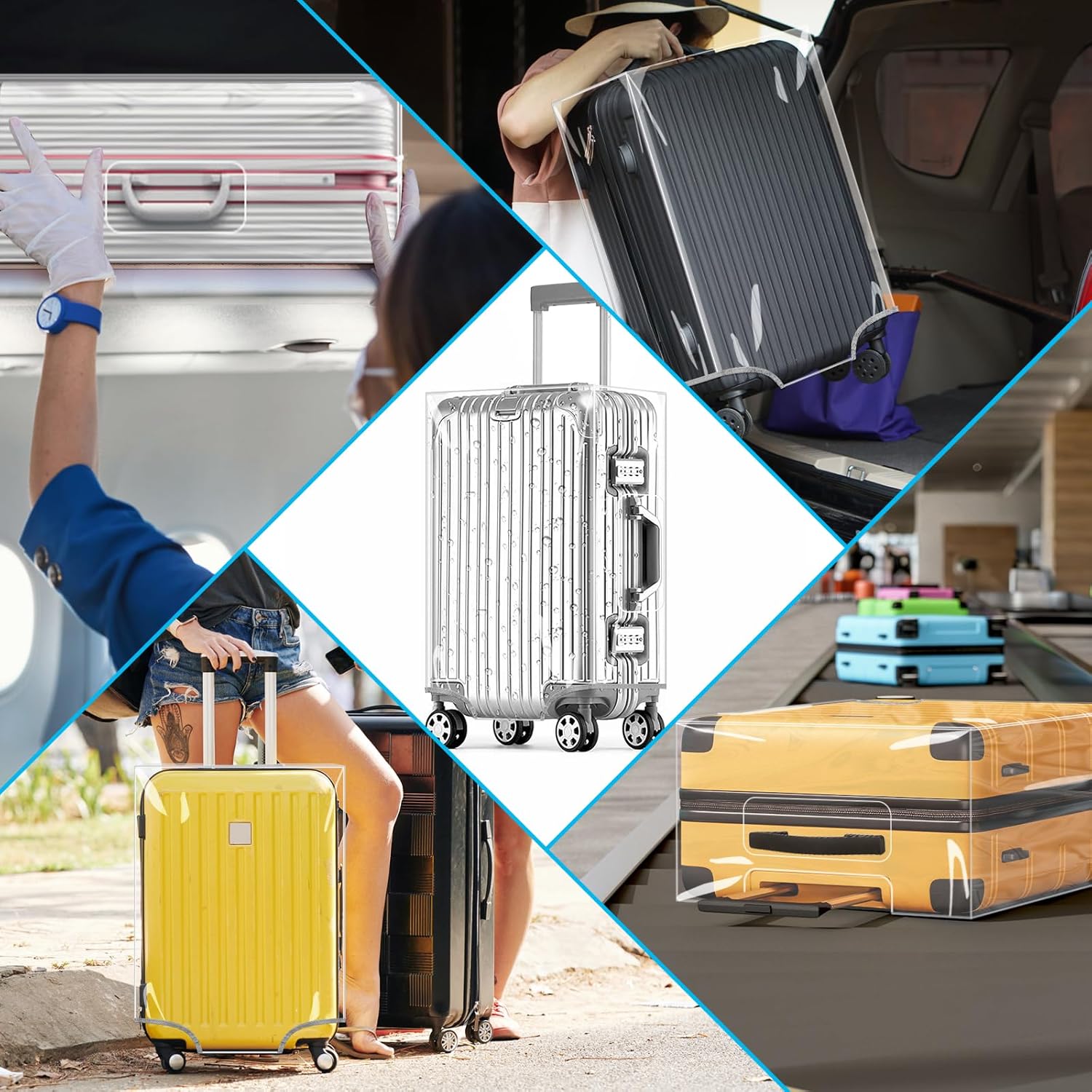 Yotako Clear PVC Suitcase Cover Tough Protector, 30 Inch Luggage Covers for Wheeled Suitcase 30"