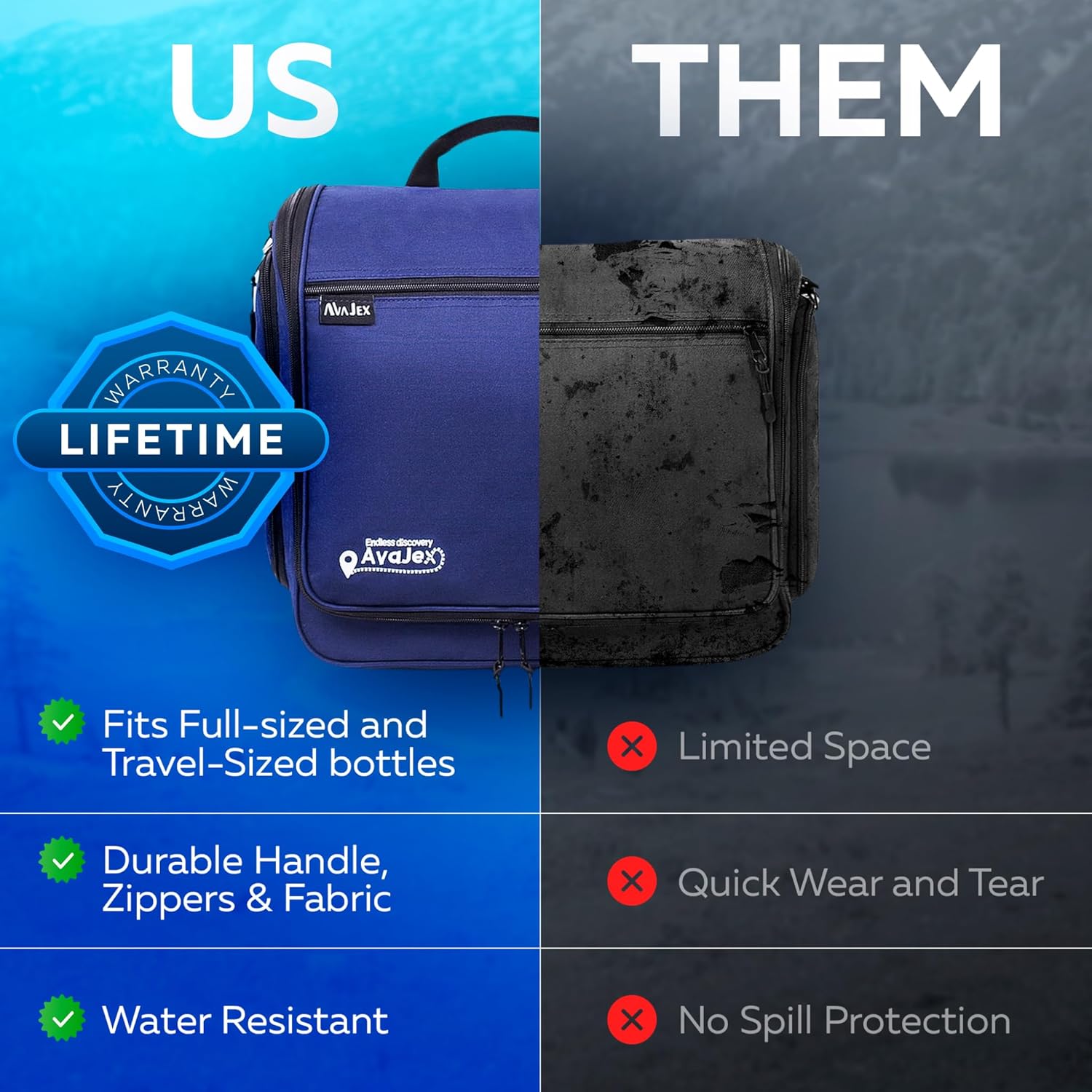 Extra Large Hanging Travel Toiletry Bag for Men and Women - Cosmetic Travel Bag With Shoulder Strap - Waterproof Hygiene Bag with Metal Xxl Swivel Hook and 19 Compartments for Toiletries