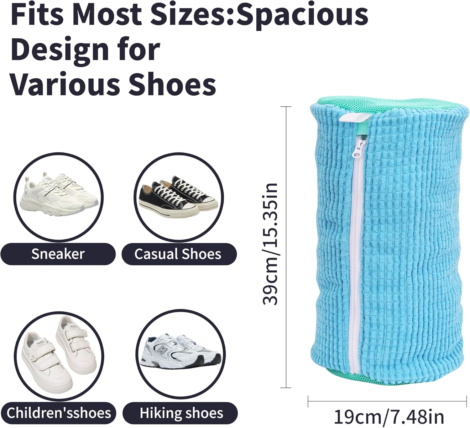 Shoe Washing Bag for Washing Machine, Laundry Shoe Bag for Washer and Dryer, Reusable Shoe Bag, Sneaker Washing Machine Bag (Blue 2pcs)