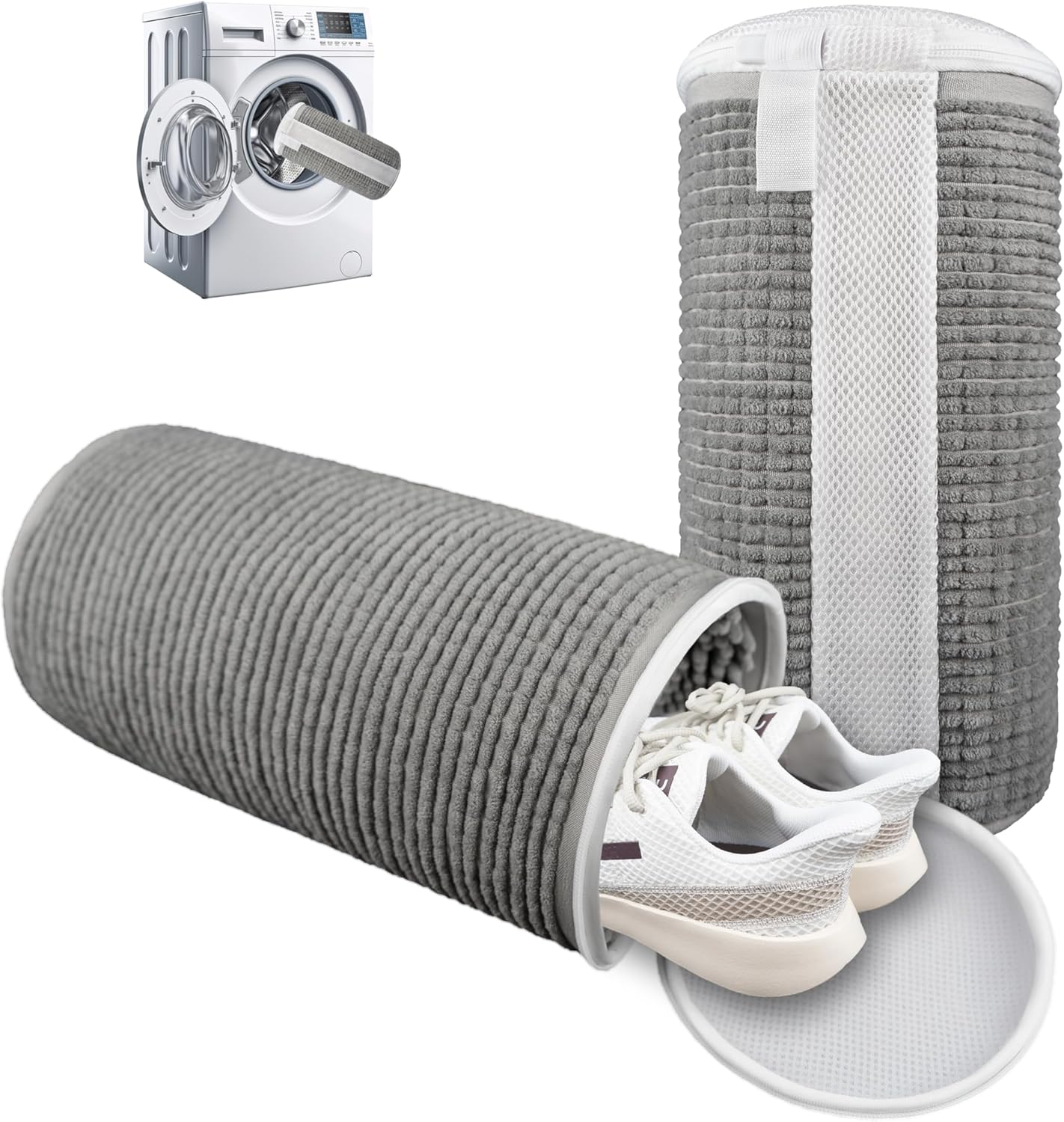 Shoe Washing Machine Bag – 360° Deep Clean Sneaker Laundry Bag with Cleaning Fibers and Zipper, Reusable Shoe Bag for Washing Machine, 2 Pack
