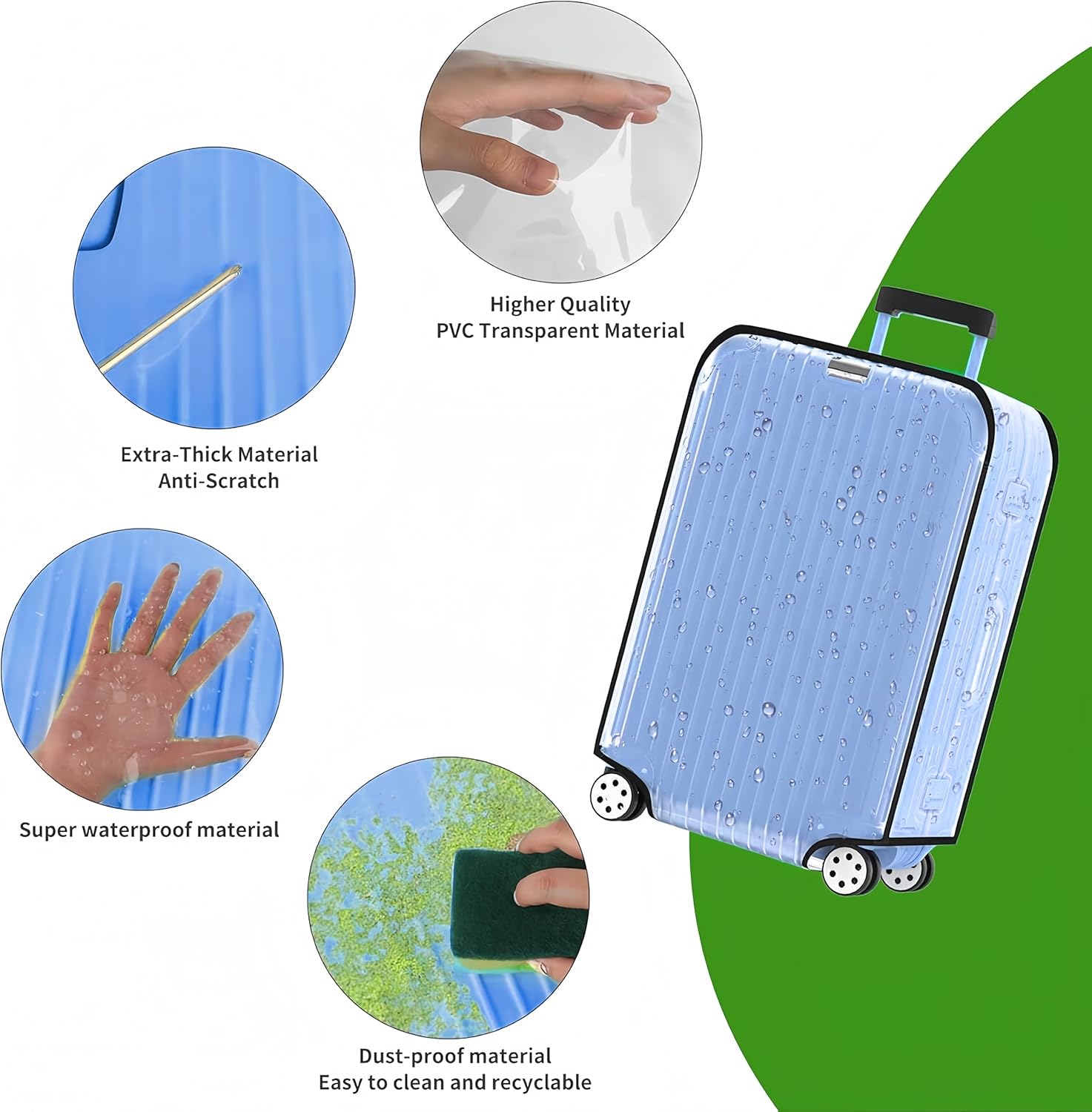 Suitcase Covers Clear Luggage Cover for 20"/24"/28"/30" Baggage Covers Waterproof Dustproof and Anti-scratch (24inch)