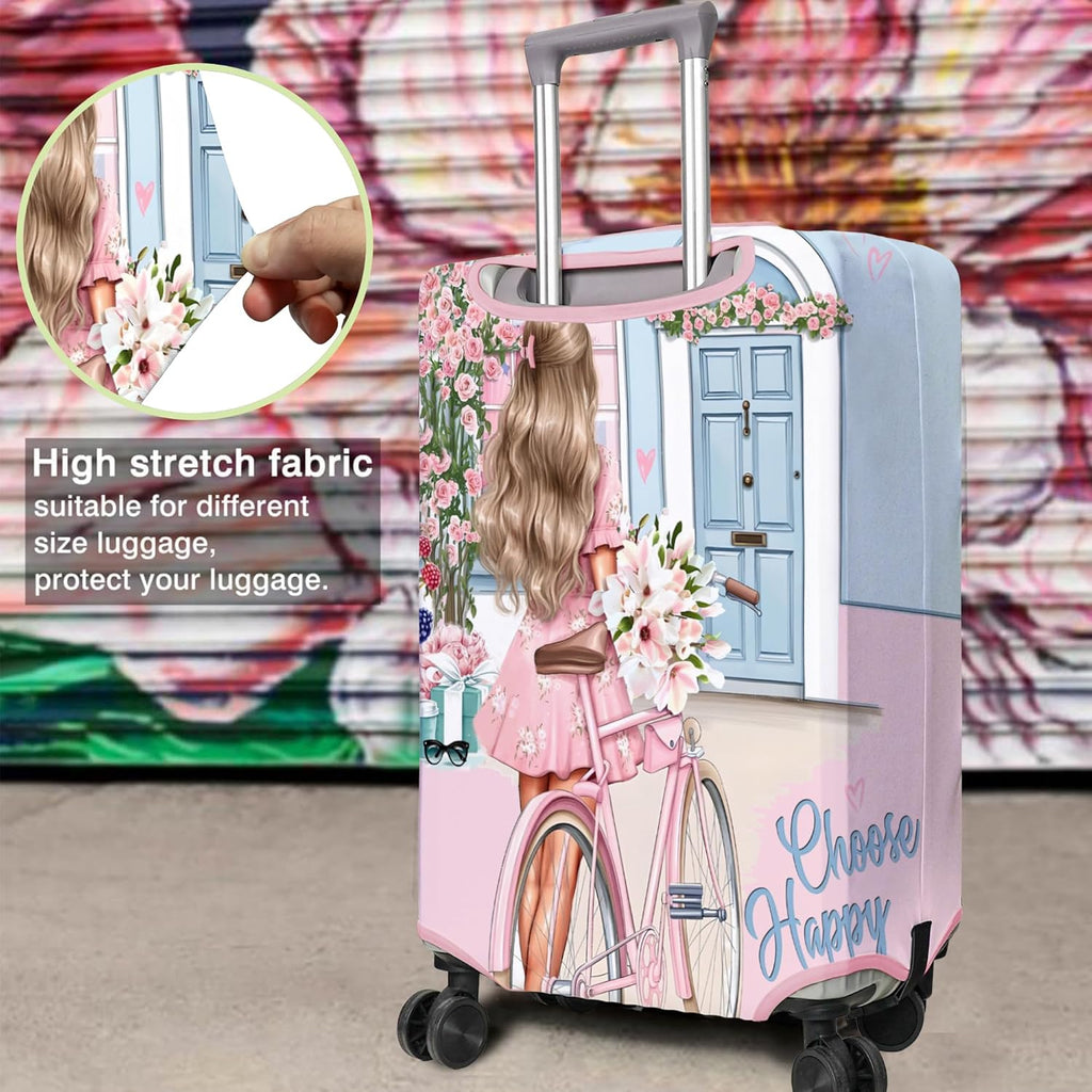 Travel Luggage Cover Suitcase Protector Fits 18-32 Inch Wheel Covers PatternedTravel Related Items Flower Luggage Protector Elastic S