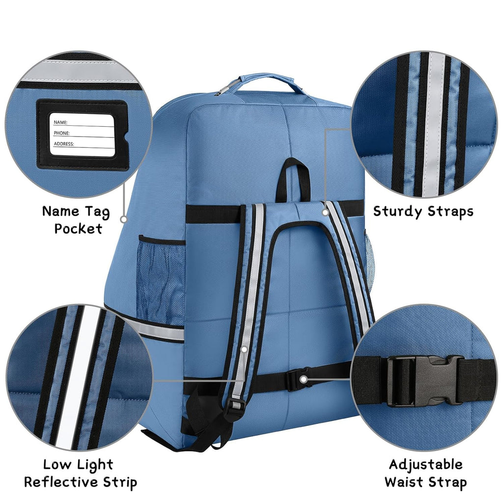 Car Seat Travel Bag - Padded Car Seat Carrier with Steel Cable Handle and Reflective Stripes, Large Durable Airport Gate Check Bag with Shoulder Strap