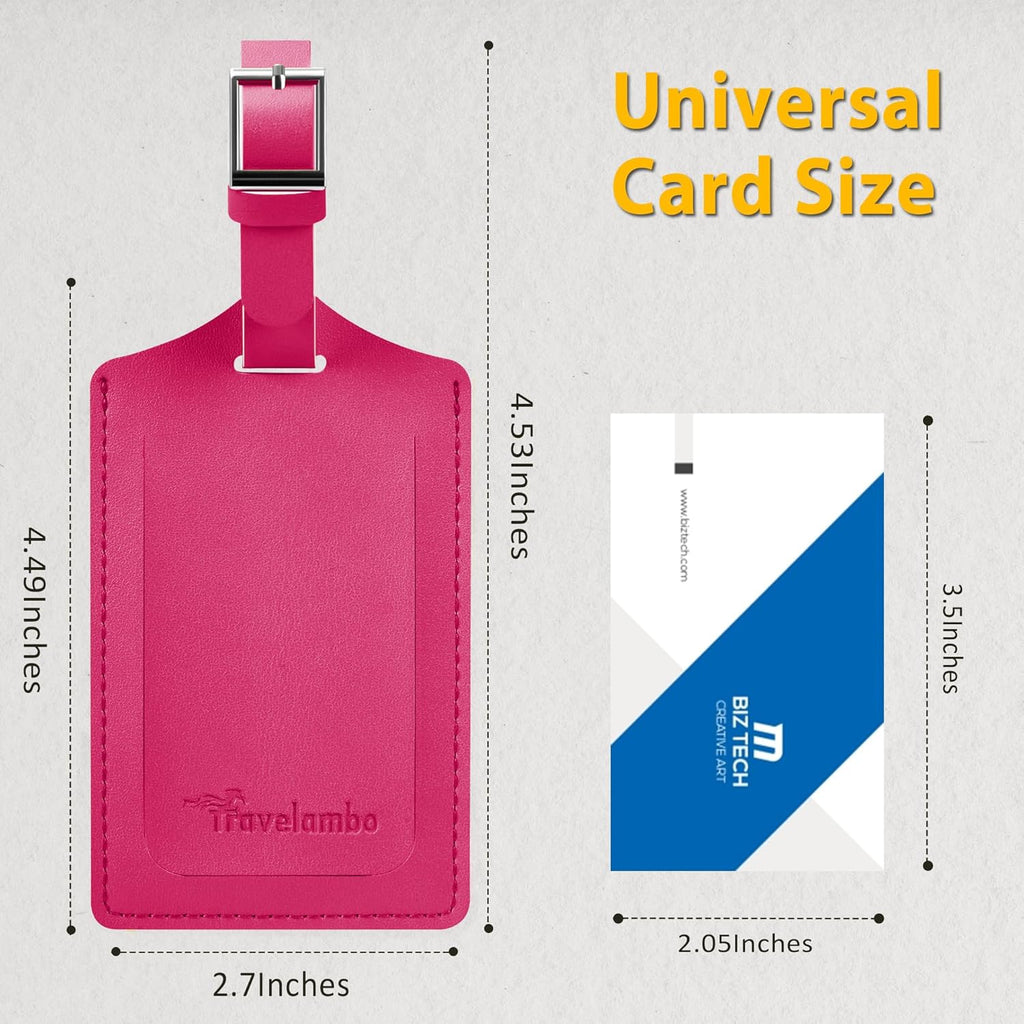 Travelambo Luggage Tags for Suitcases PU Leather Travel Tags Bag Tags Privacy Protection Travel Essentials