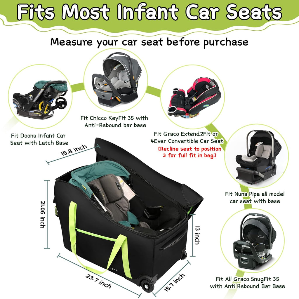 Baby Car Seat Travel Bag Fit Chicco Keyfit 35 and Anti-rebound Bar Base, Doona Car Seat Stroller and Base, Nuna Pipa Travel Bag, Infant Car Seat Bags for Air Travel, Doona Travel Bag