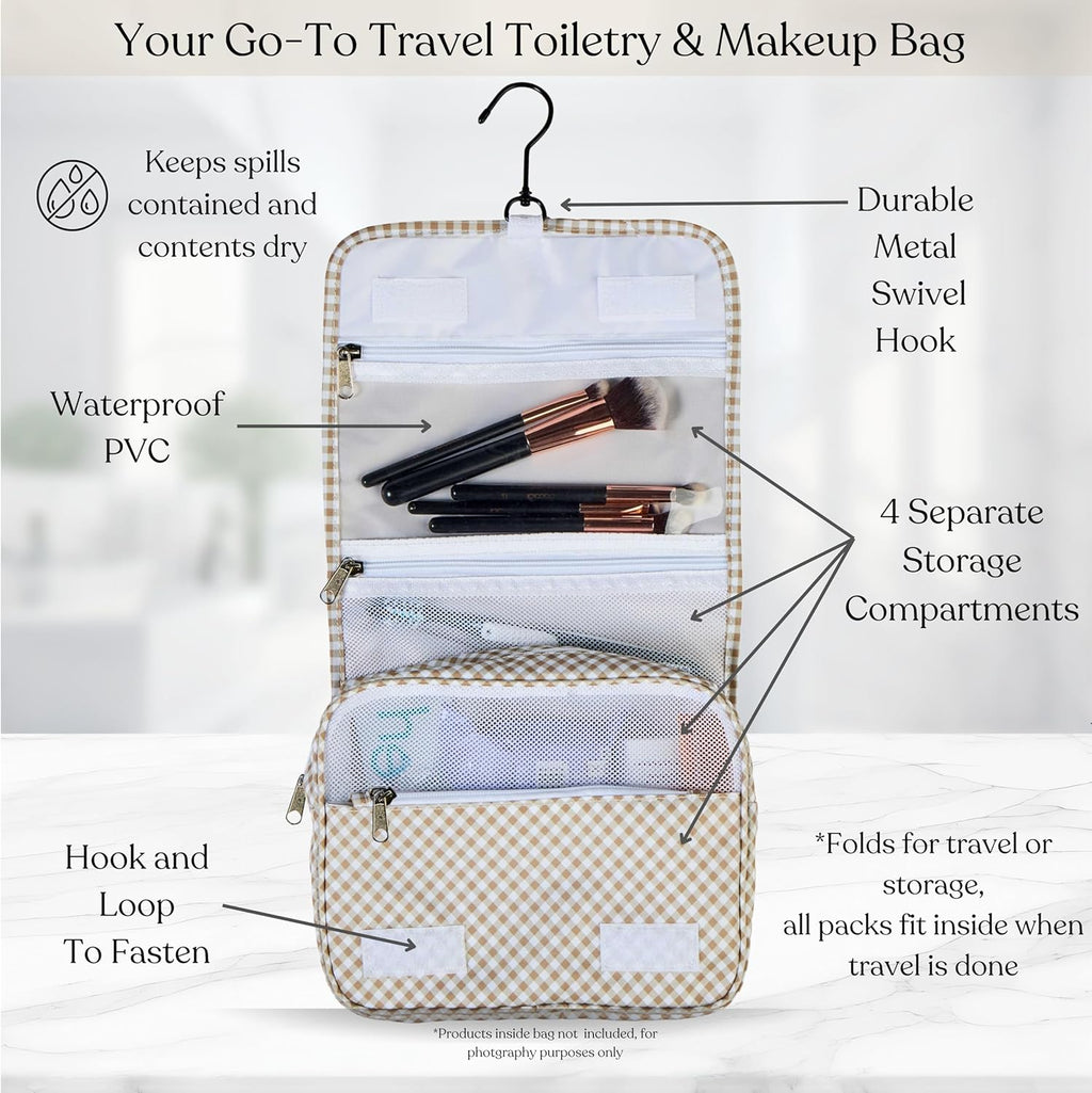 9 Set Packing Cubes - Suitcase Organizer, Cute Packing Cubes, Travel Bags Organizer for Luggage with Hanging Toiletry and Shoe Bag, Travel Essentials for Women, Men and Kids -Gingham