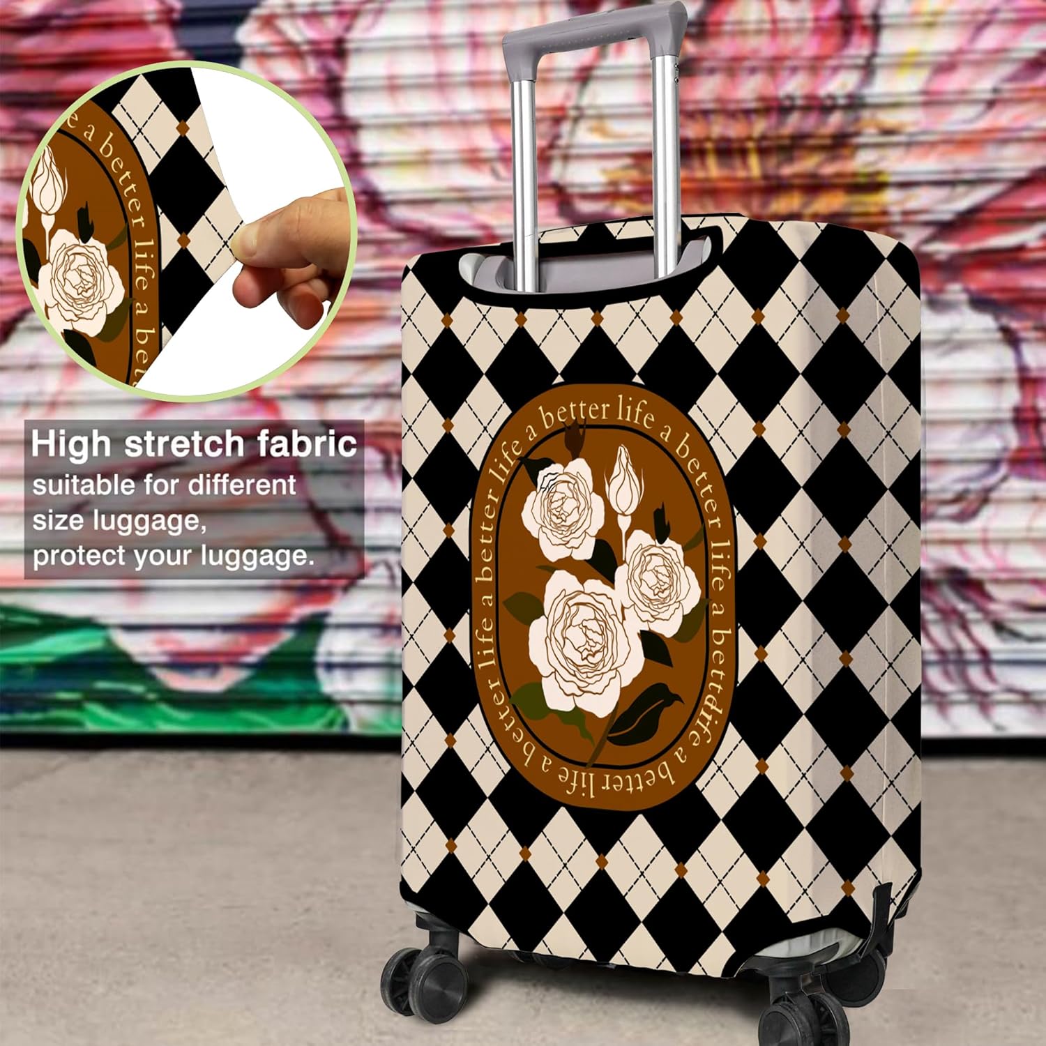 Travel Luggage Cover Suitcase Protector Fits 18-32 Inch Wheel Covers PatternedTravel Related Items Flower Luggage Protector Elastic XL