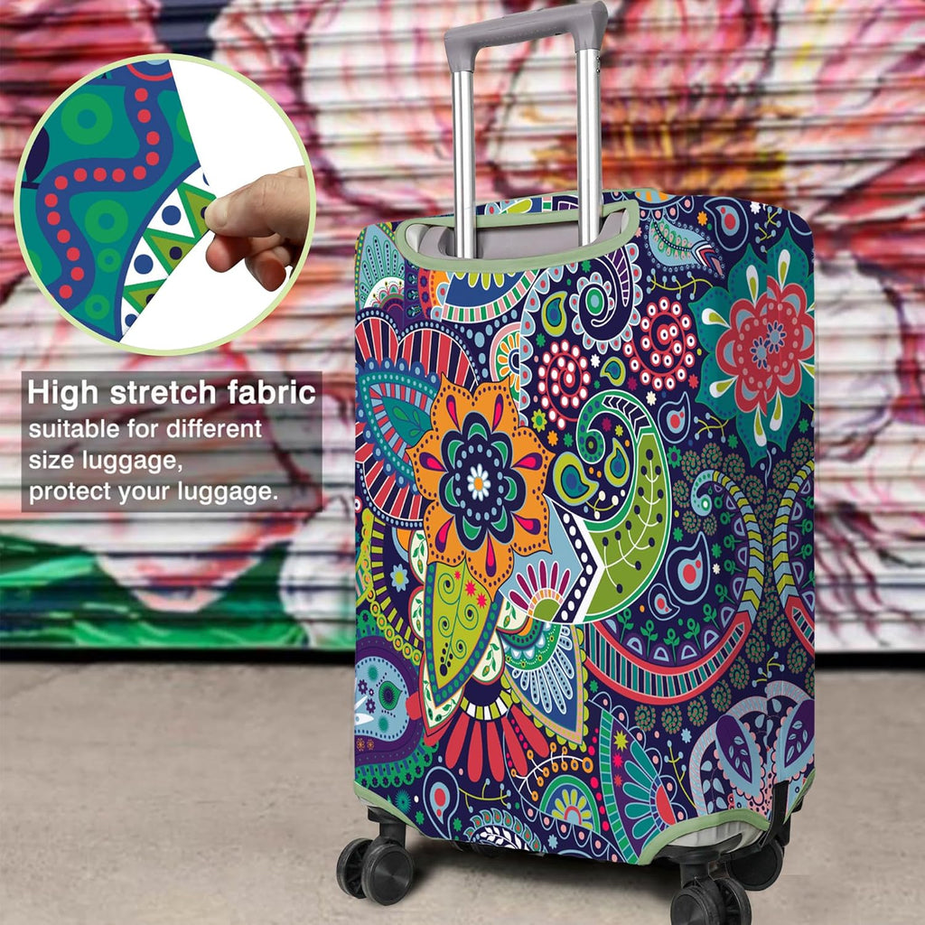 Travel Luggage Cover Suitcase Protector Fits 18-32 Inch Wheel Covers PatternedTravel Related Items Flower Luggage Protector Elastic L