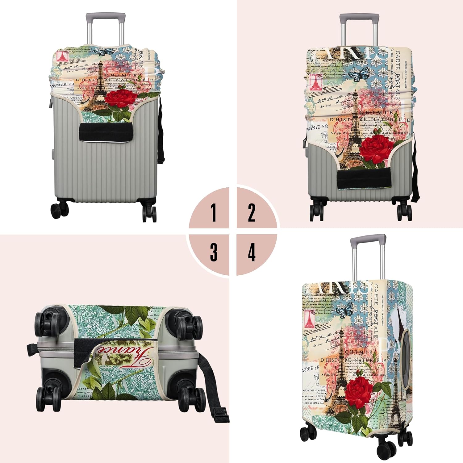 Travel Luggage Cover Suitcase Protector Fits 18-32 Inch Wheel Covers PatternedTravel Related Items Flower Luggage Protector Elastic M