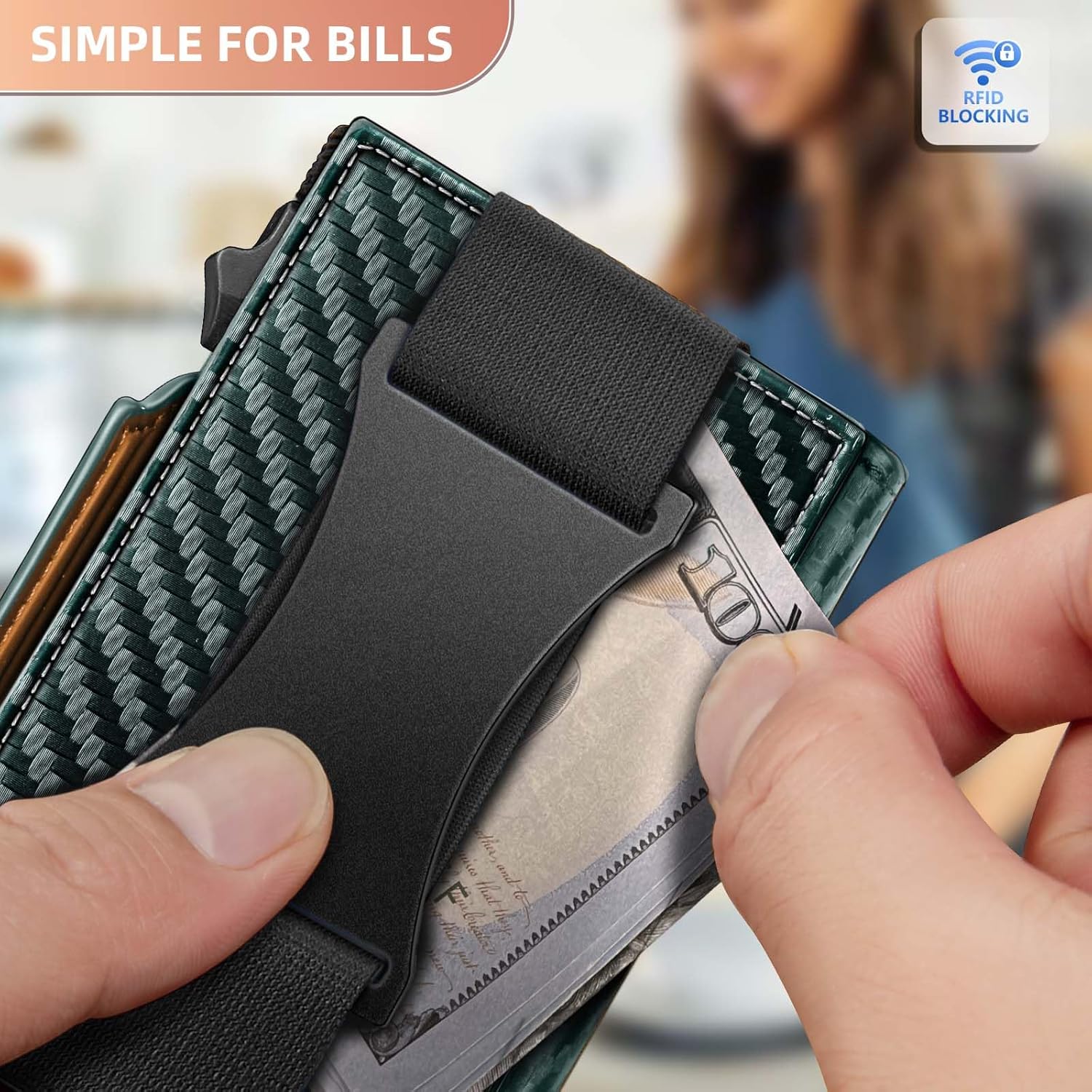 BULLIANT Men Wallet Gift Boxed,Slim Front Pocket Wallet Money Clip Card Holder 3.8"x2.7",Pop-up Access