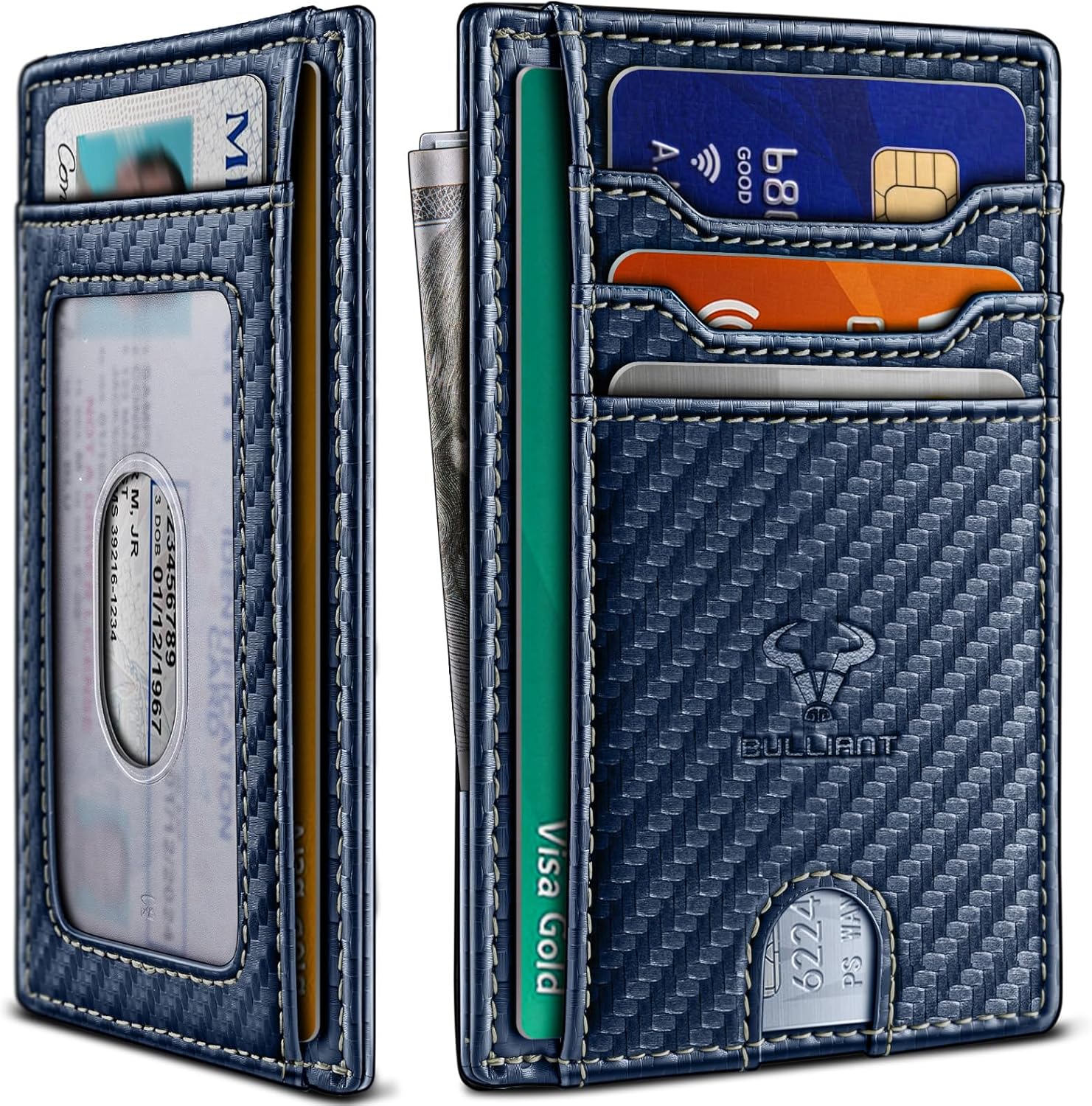 BULLIANT Slim Wallet, Skinny Minimal Thin Front Pocket Wallet Card Holder For Men 7Cards 3.15"x4.5",Gift-Boxed
