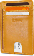 Buffway Slim Minimalist Front Pocket RFID Blocking Leather Wallets for Men and Women - Alaska Yellow