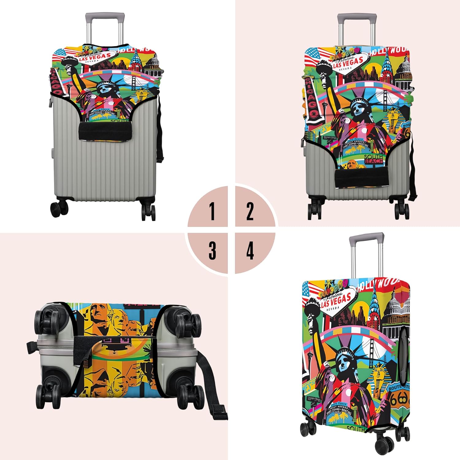 Travel Luggage Cover Suitcase Protector Fits 18-32 Inch Wheel Covers PatternedTravel Related Items Flower Luggage Protector Elastic S