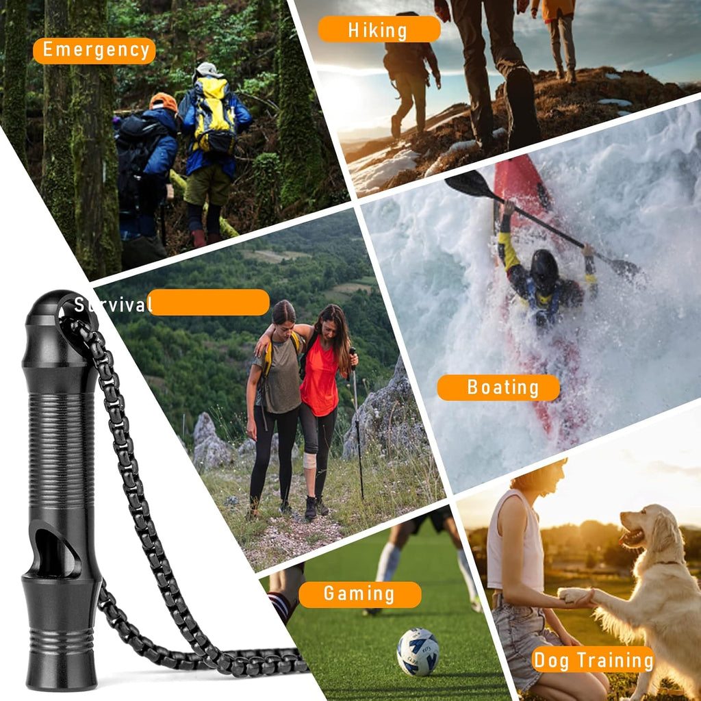 TISUR Titanium Emergency Whistle,EDC Safety Whistles Necklace Loud up to 120db,Survival Whistles for Survival,Hiking,Camping,Pets Training