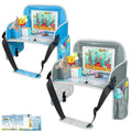 MENZOKE Kids Travel Tray for Boys or Girls, Travel Tray for Kids Car Seat with Tablet Holder, Dry Erase Board & Cooler Cup Holder, Road Trip Essentials Accessories for Car Trip, Airplane (2 Pack)