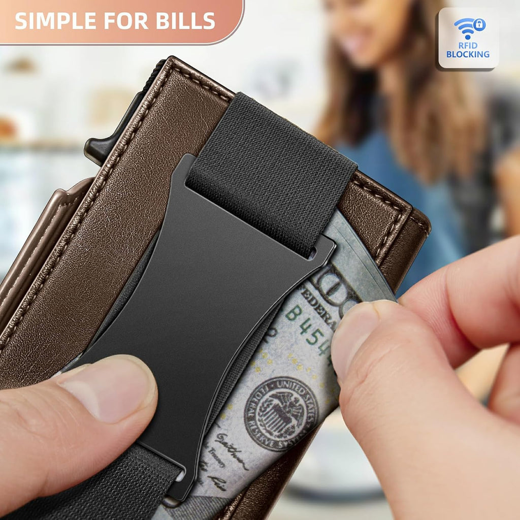 BULLIANT Men Wallet Gift Boxed,Slim Front Pocket Wallet Money Clip Card Holder 3.8"x2.7",Pop-up Access