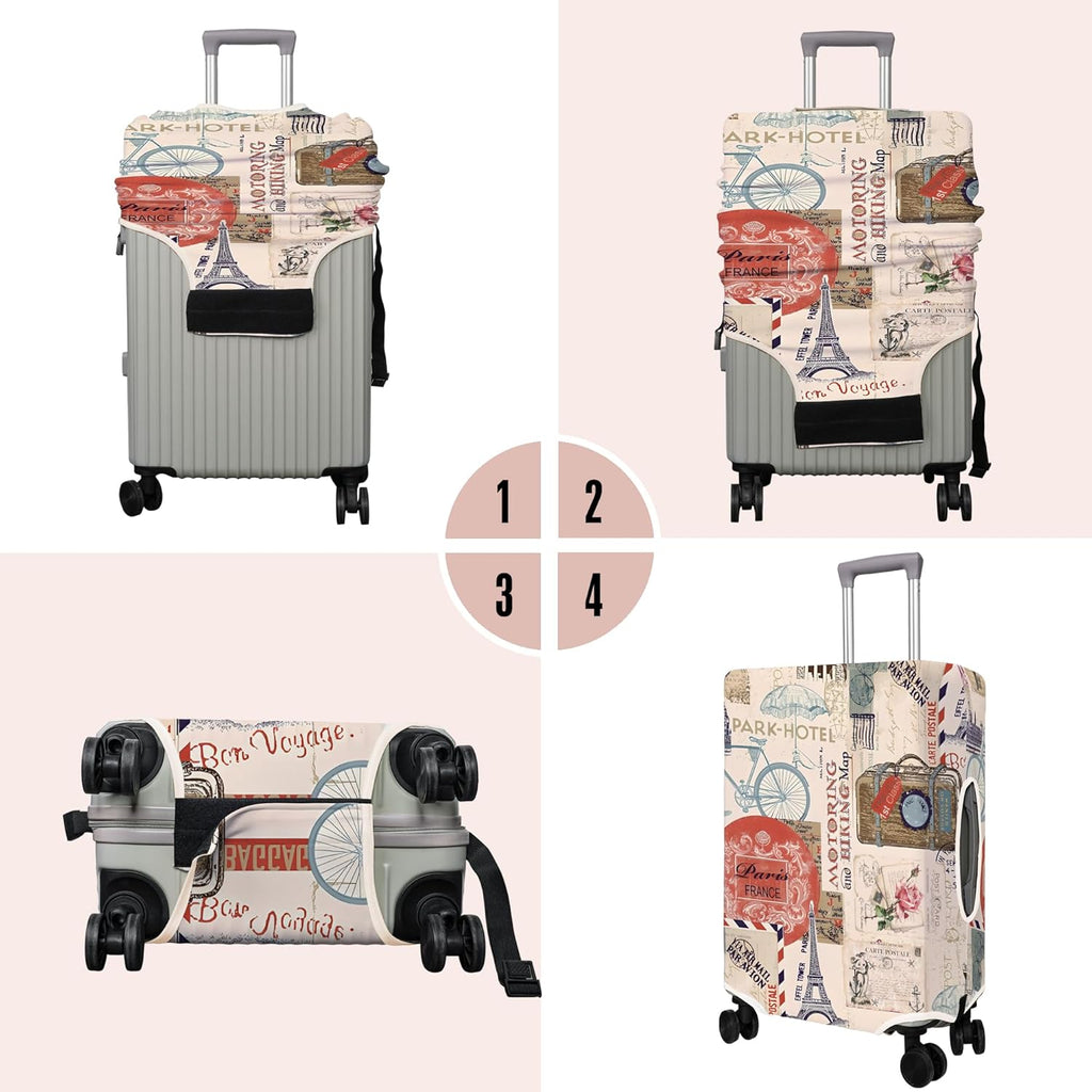 Travel Luggage Cover Suitcase Protector Fits 18-32 Inch Luggage Wheel Covers Patterned Travel Related Items Flower Luggage Protector Elastic Luggage Anti-scratch Suitcase Cover S