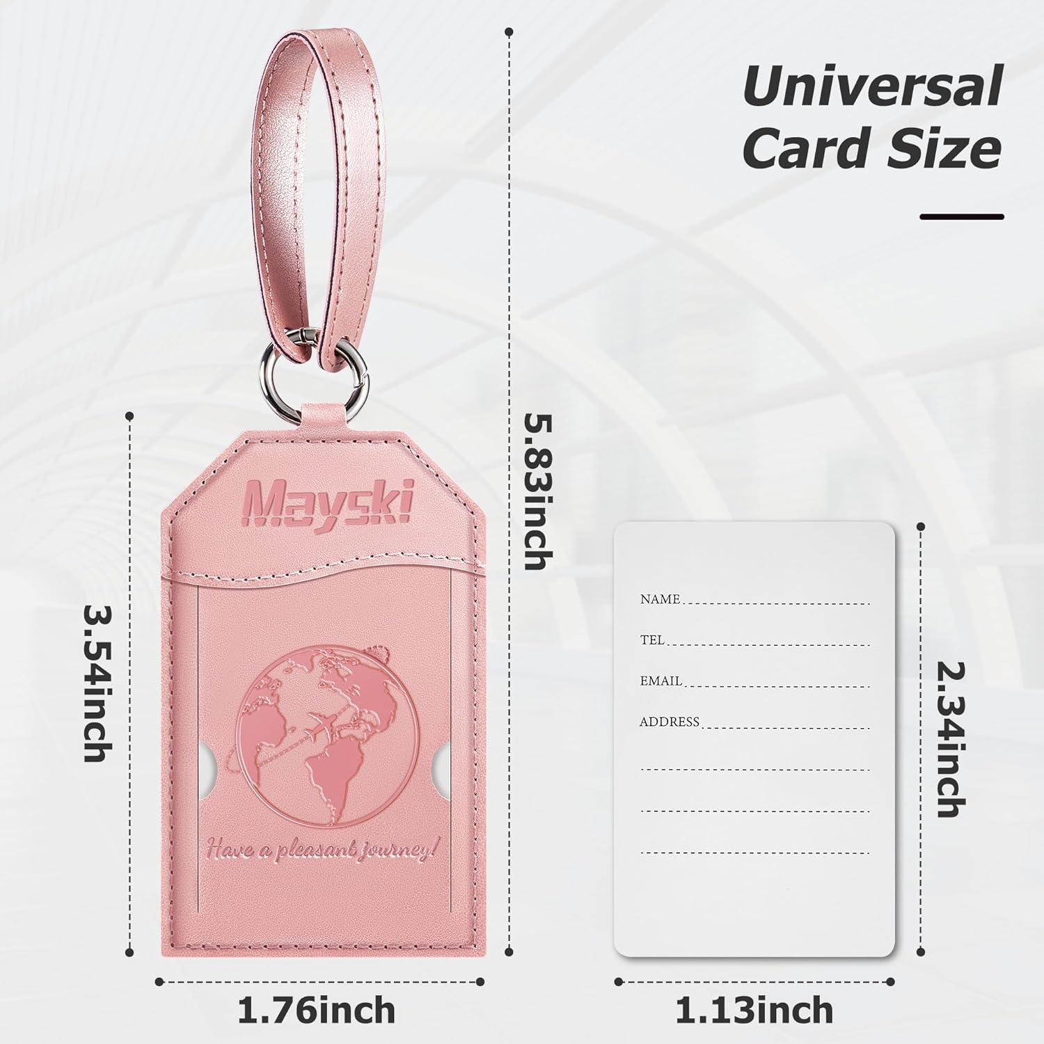 Mayski Luggage Tags for Suitcases 3 Pack Suitcase Bag Tags, TSA Approved, Metal Buckle, Bag Tags with Name ID Card Travel Essentials, Rose Gold Global