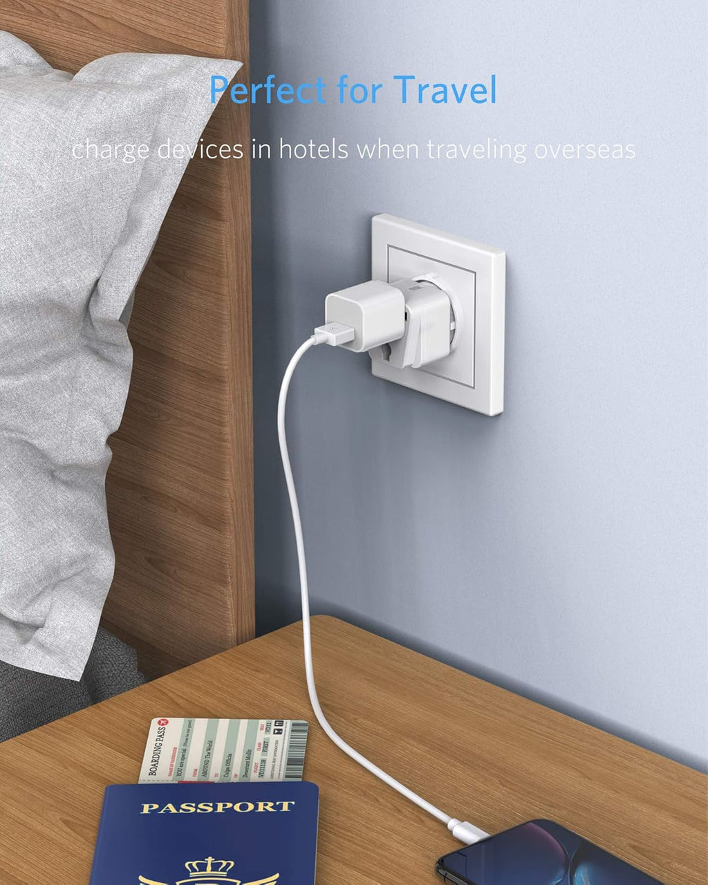 BESTEK Europe Travel Plug Adapter, Grounded Universal Type E/F Plug Adapter EU to US Adapter - Ultra Compact for Most of Europe, Asia Countries and More, 3 Pack