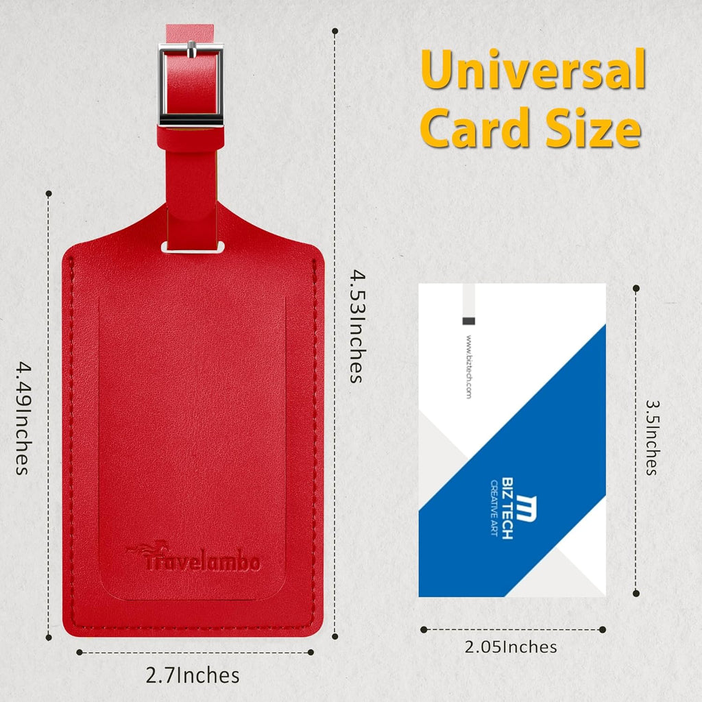Travelambo Luggage Tags for Suitcases PU Leather Travel Tags Bag Tags Privacy Protection Travel Essentials