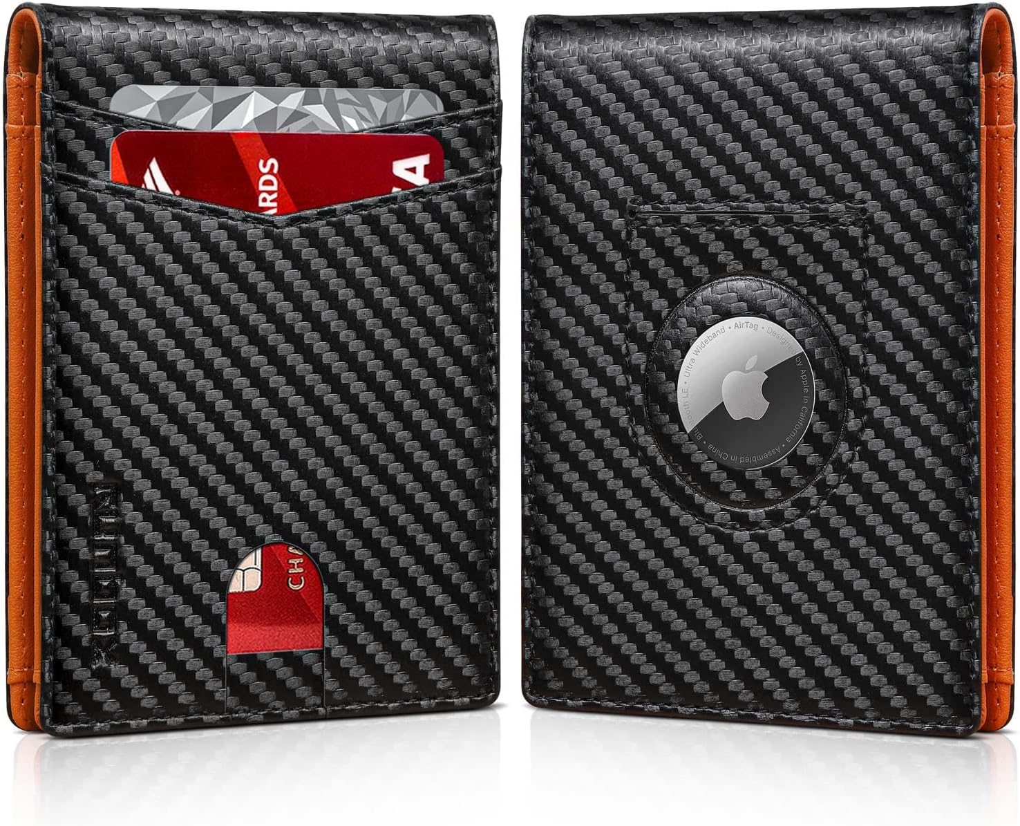 RUNBOX Airtag Wallet Men, Slim but Spacious Wallet for Men with Airtag Holder, Leather Credit Card Case Wallet, Bifold Wallet for Air Tag GPS Tracker, RFID Protected