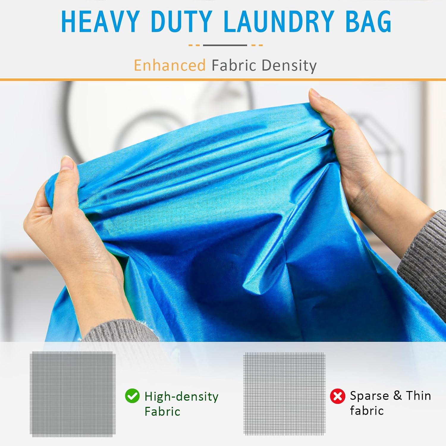Extra Large Heavy Duty Laundry Bag - 28" x 40", Travel Laundry Bag for Dirty Clothes, Light Blue