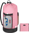 BALEINE 120L Laundry Bag Backpack, 900D Oxford Fabric Large Travel Laundry Bags with Shoulder Straps and 2 Mesh Pockets for College Dorm, Apartment, Laundromat (Pink, 120L)
