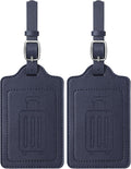 Teskyer Luggage Tags for Suitcases, TSA Approved with Privacy Protection Cover, Premium Faux Leather Bag Tags for Travel - 2 Pack, Blue