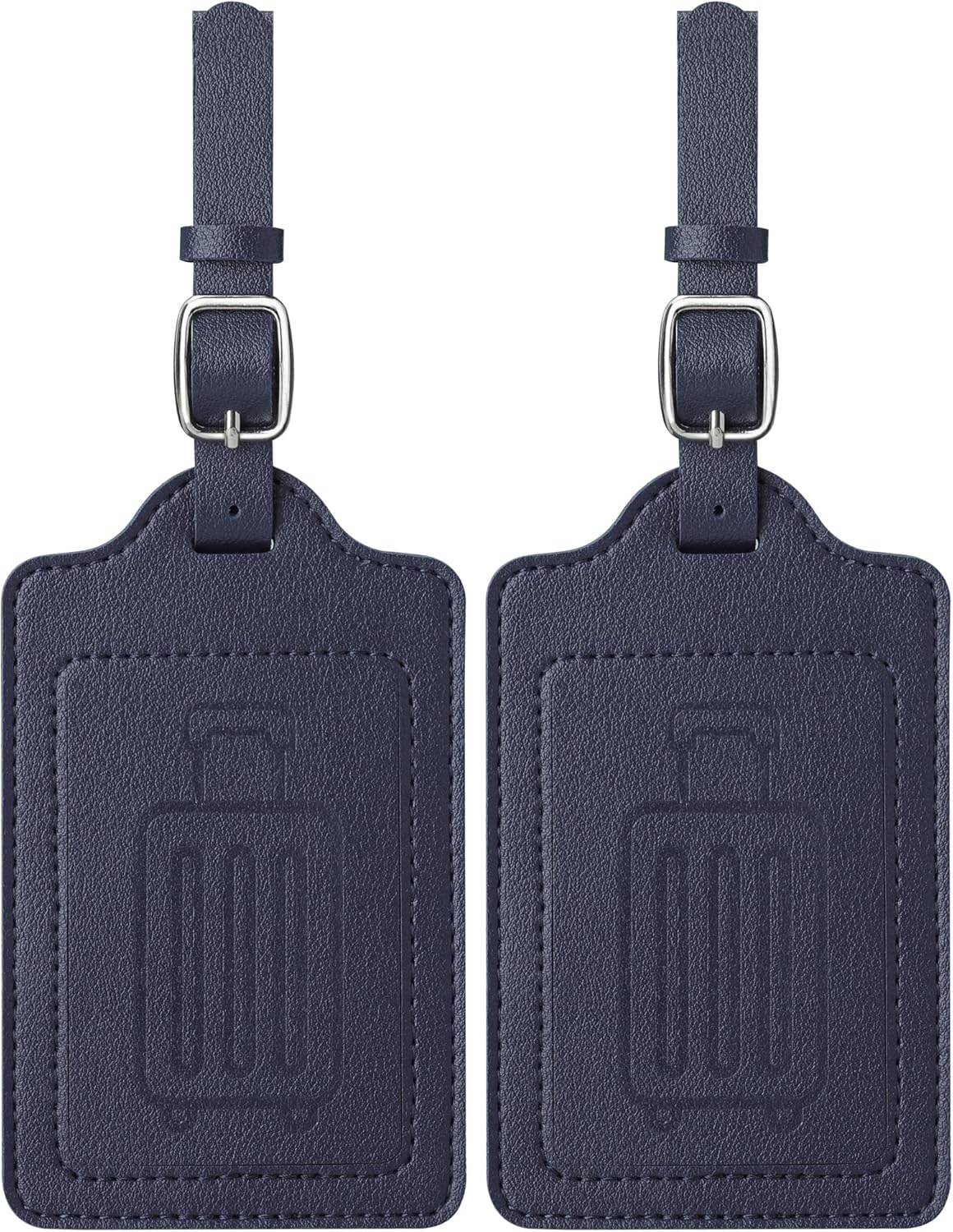 Teskyer Luggage Tags for Suitcases, TSA Approved with Privacy Protection Cover, Premium Faux Leather Bag Tags for Travel - 2 Pack, Blue