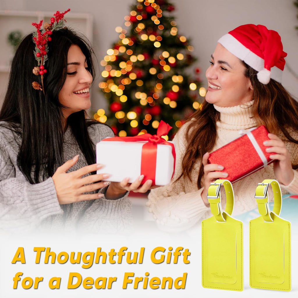 Travelambo Luggage Tags for Suitcases PU Leather Travel Tags Bag Tags Privacy Protection Travel Essentials