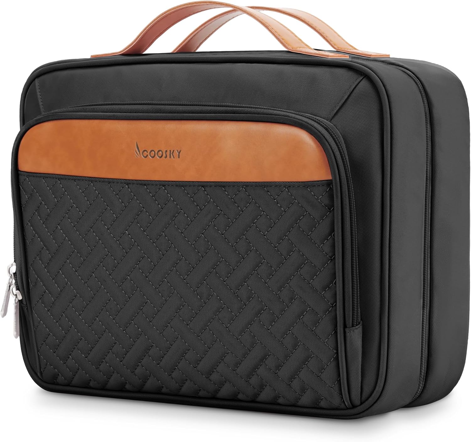 Travel Hanging Toiletry Bag for Women and Men, with 8 Leak Proofing Silicone Bottle Covers, Waterproof Makeup Accessories, Cosmetic Essentials, Cruise Ship Toiletries Bag with Jewelry Organizer, Black