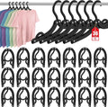 36 Pcs Travel Hangers Portable Foldable Travel Hanger Organizer, Plastic Cruise Ship Essentials Clothes Folding Hangers for Camping Flying RV Europe Vacation Essentials Suitcase, Night Black