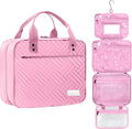ESSENTE Women's Travel Toiletry Bag with Removable Pouch and Hanging Hook - Water Resistant Makeup Cosmetic Oraganizer with Multiple Compartments for Accessories (PRETTY IN PINK)