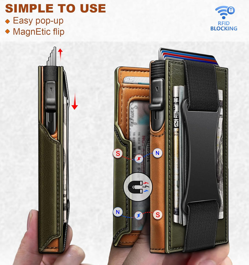 BULLIANT Men Wallet Gift Boxed,Slim Front Pocket Wallet Money Clip Card Holder 3.8"x2.7",Pop-up Access