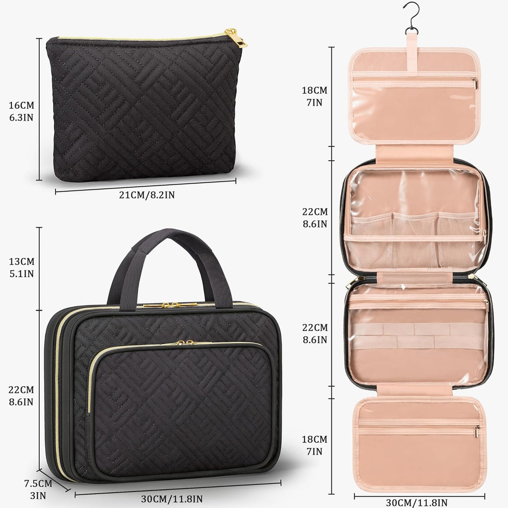 Personalized Gifts for Women, Initial Toiletry Bag Hanging Travel Organizer & Makeup Cosmetic Bag with Embroidery Letter Teacher Appreciation Gift Birthday Mothers Day Gifts for Mom Wife Friend Sister