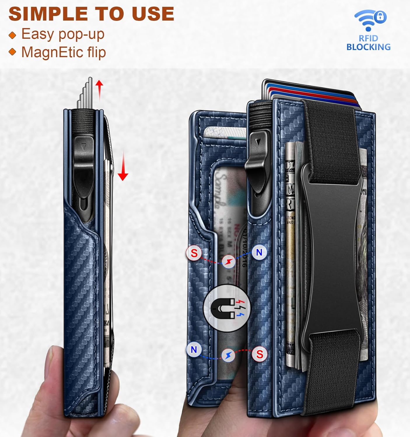 BULLIANT Men Wallet Gift Boxed,Slim Front Pocket Wallet Money Clip Card Holder 3.8"x2.7",Pop-up Access