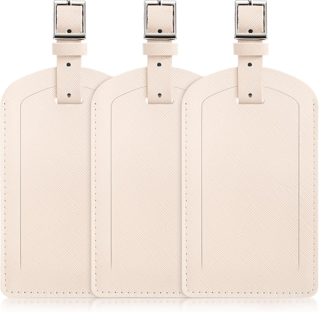 3 Pack Luggage Tags for Suitcases, TSA Approved Bag Tags, Baggage Tags with Privacy Protection, Travel Essentials Luggage Accessories, Ivory