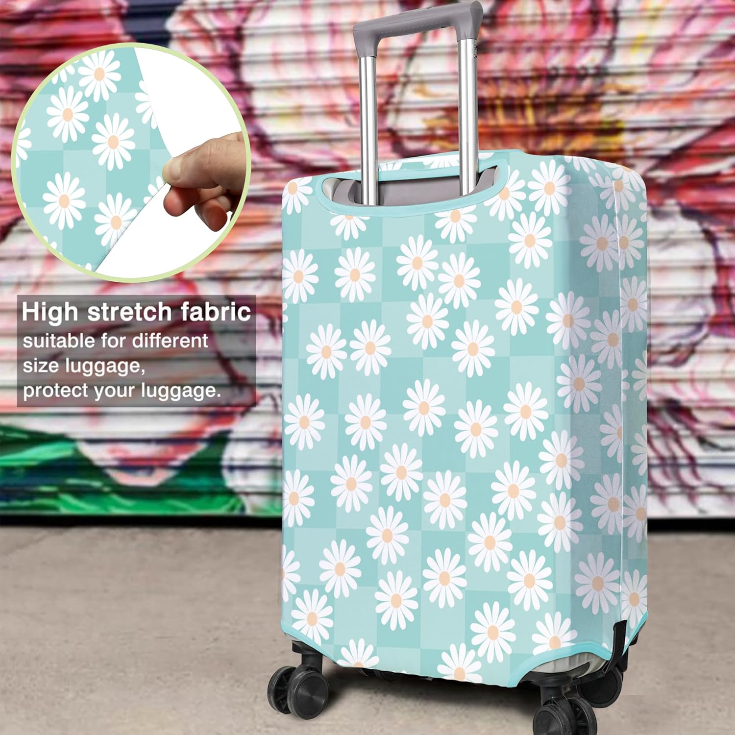 Travel Luggage Cover Suitcase Protector Fits 18-32 Inch Wheel Covers PatternedTravel Related Items Flower Luggage Protector Elastic XL