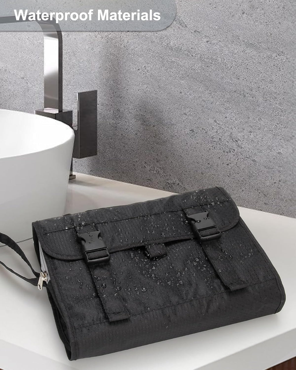 Relavel Travel Hanging Toiletry Bag for Men Women Travel Kit Shaving Bag Waterproof Large Makeup Bag Wash Bag Makeup Organizer Cosmetic Case for Bathroom Shower Black