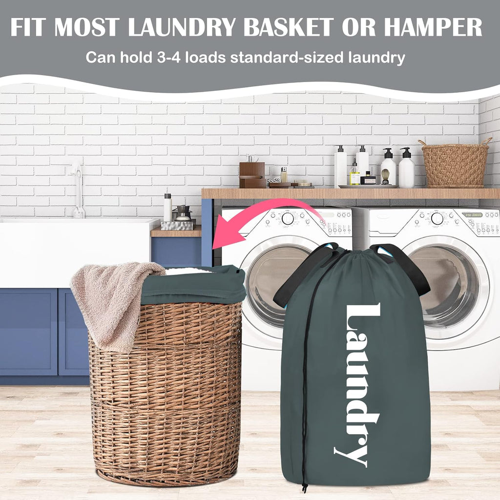 Sylfairy 2 Pack XL Laundry Bag with Strap,Heavy Duty Travel Laundry Bag,Rip-Stop Dirty Clothes Shoulder Bag with Drawstring,Easy Fit a Laundry Hamper or Basket Travel Essentials